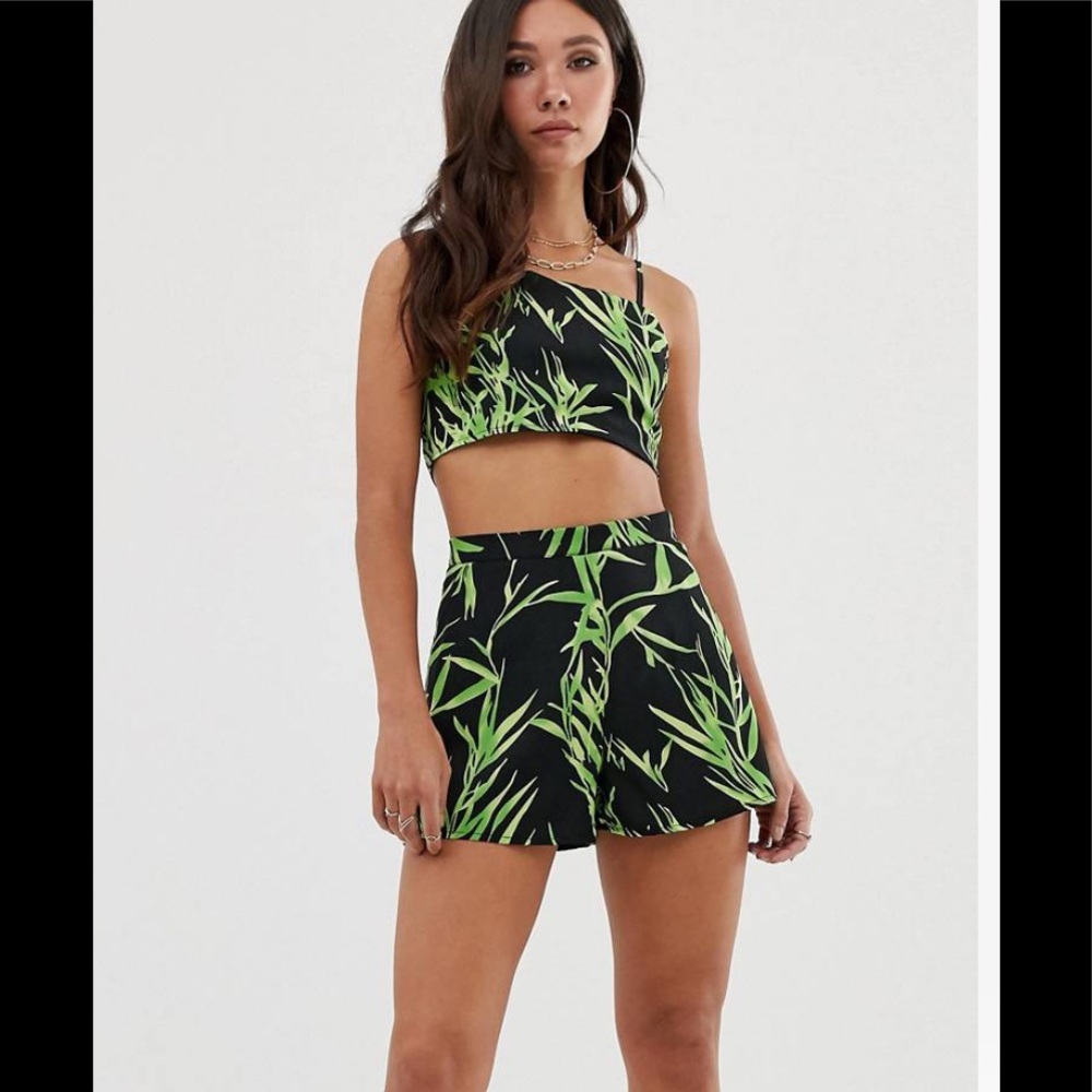 Two-Piece Tropical Crop and Short Set
